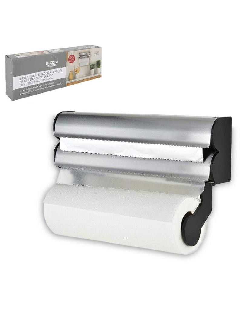 PORTA ROLOS QT 68486 TRIPLO 34X20X9CM INOX
