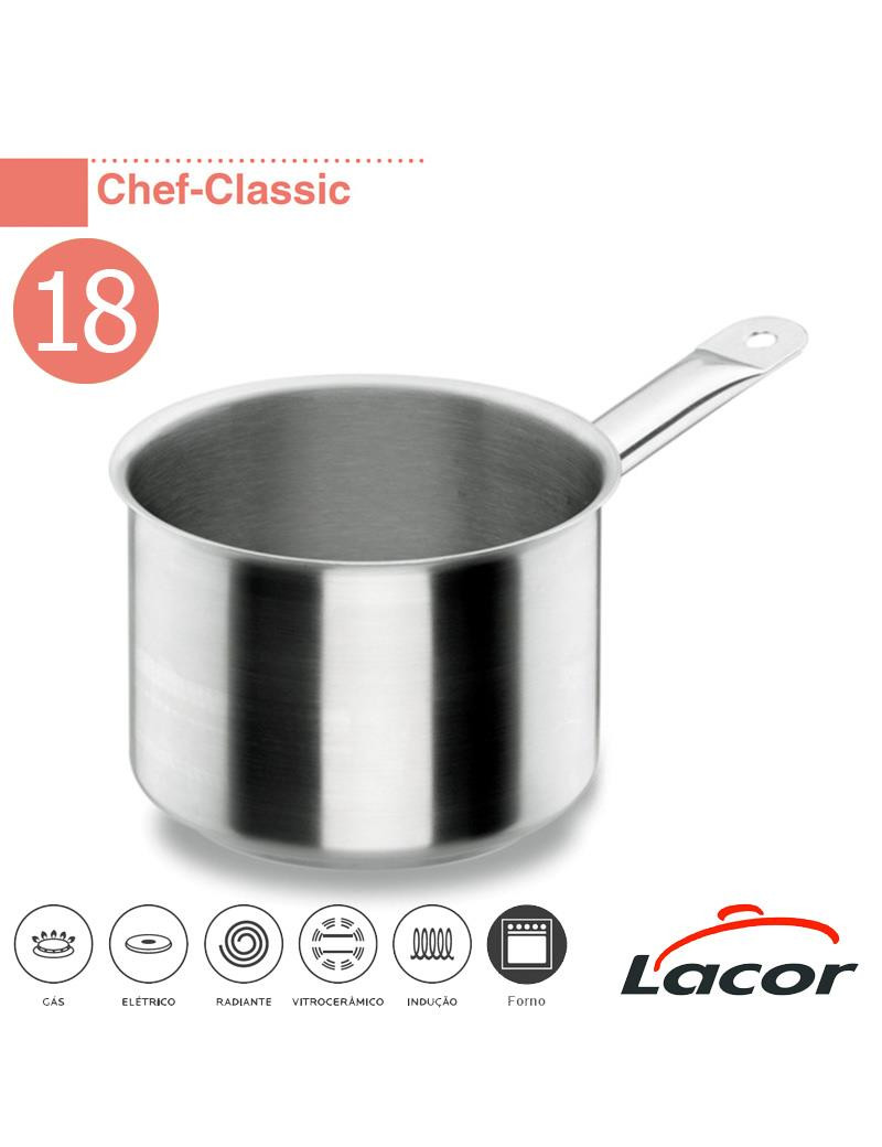 CAÇAROLA LACOR 50219 CHEF-CLASSIC ALTA C/CABO Ø18X12CM INOX