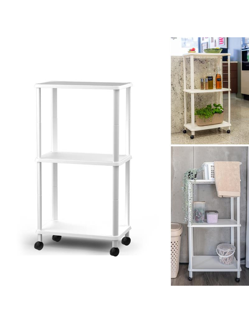 ESTANTE CD 3068 BECLASSIC 3 PRAT. C/RODAS 50X30X97CM PLST