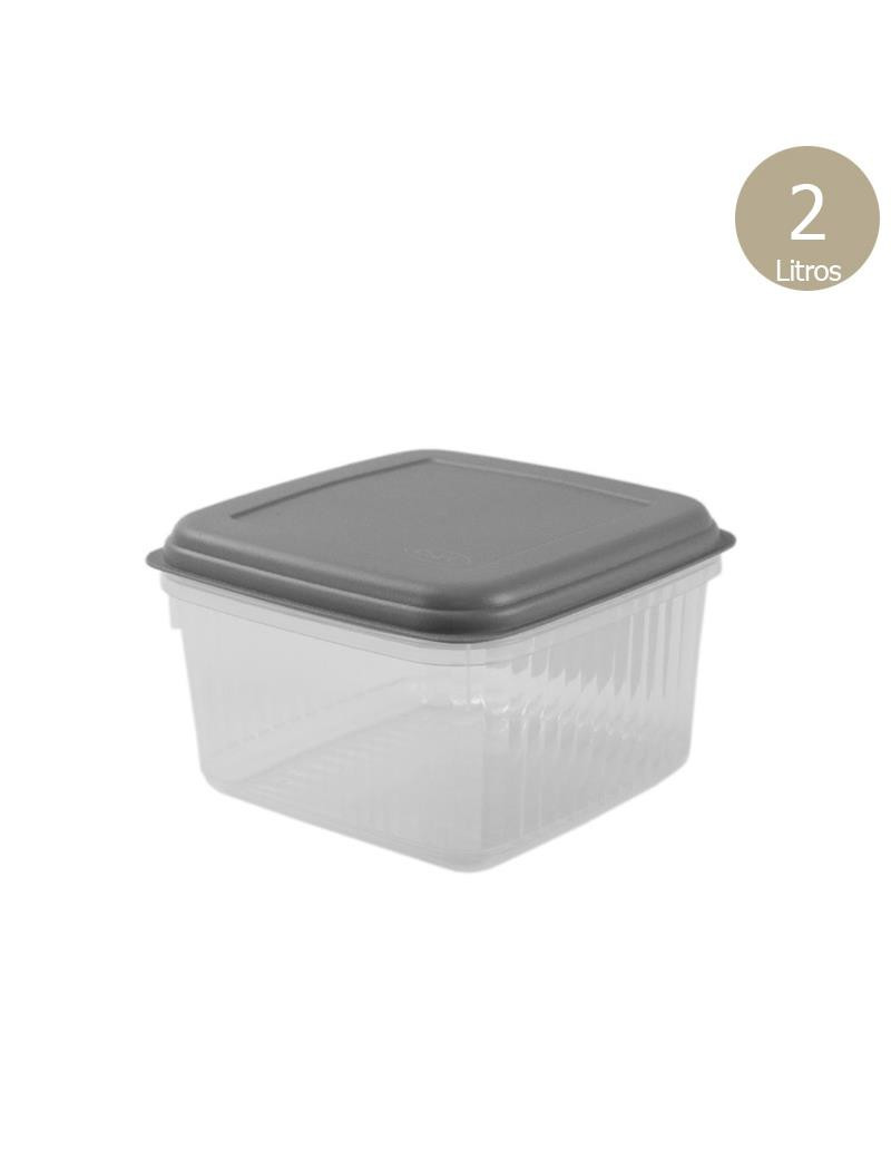CAIXA HERMETICA CD 2439 BECLASSIC CINZA QUAD. 2L PLST