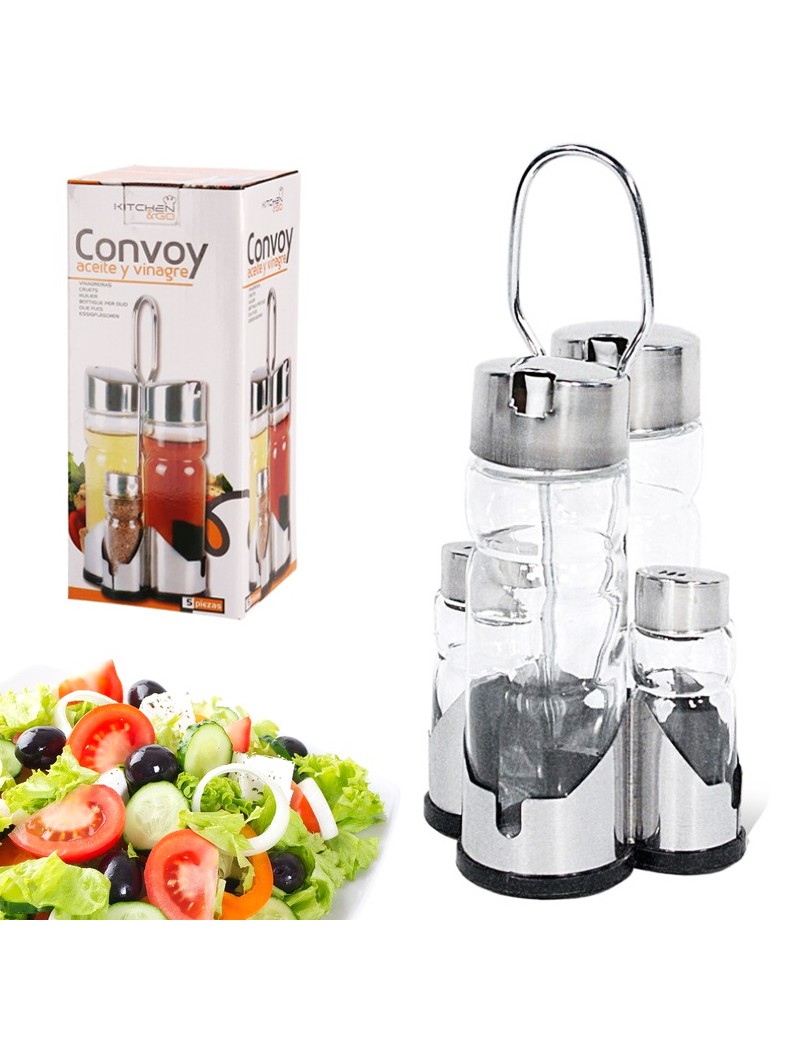 GALHETEIRO 130813 CONVOY 4 PEÇAS INOX/VIDRO