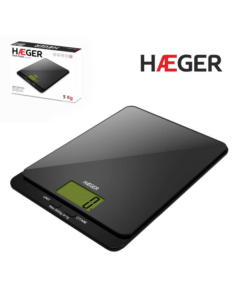 BALANÇA COZINHA HAEGER DARK KS-005.007A DIGITAL 5KG VIDRO