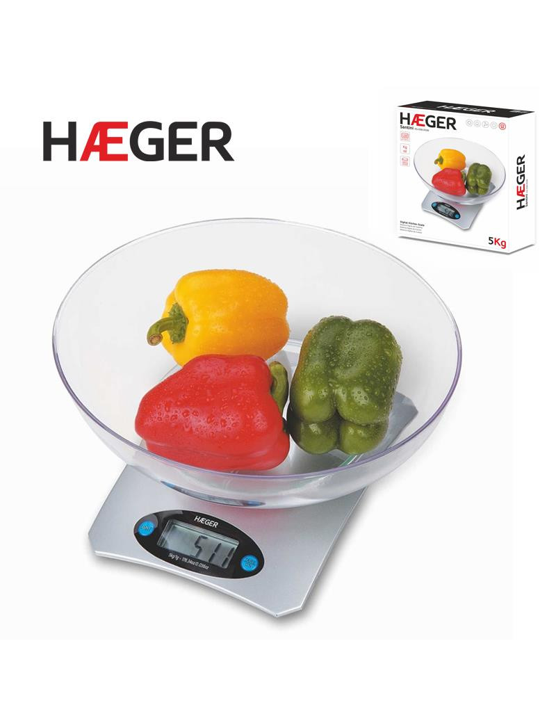 BALANÇA COZINHA HAEGER SANTINI KS-05B.002B DIGITAL 5KG
