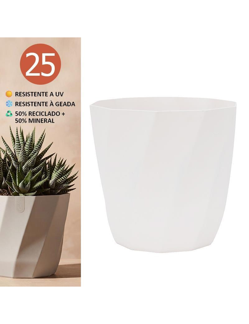 VASO CD 3672 LOTUS BRANCO Ø25CM PLST