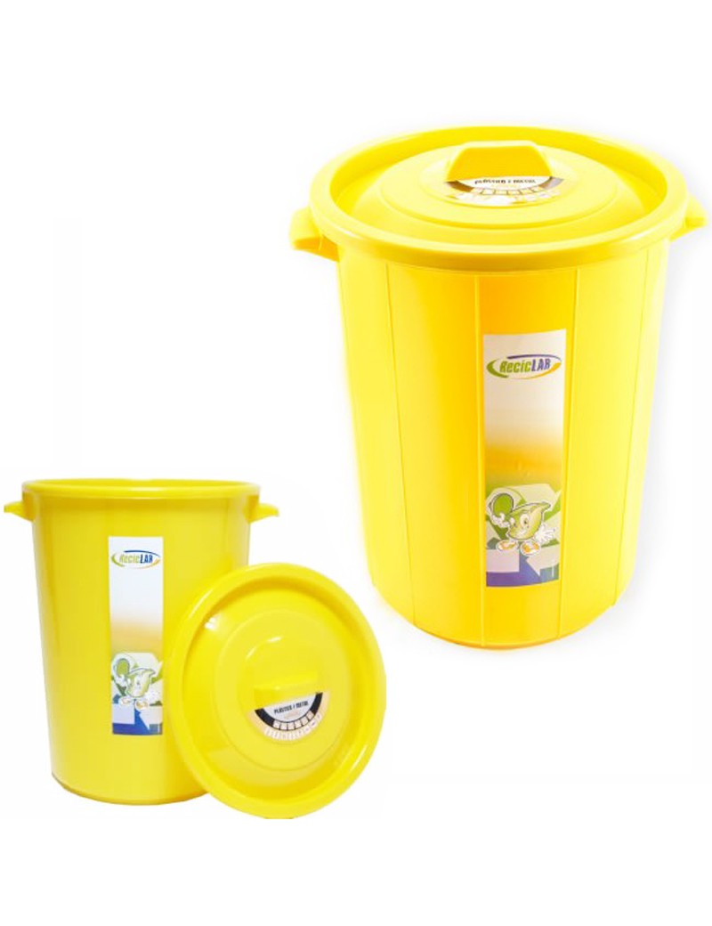 BALDE LIXO PL 45L AMARELO C/TAMPA ECOPONTO