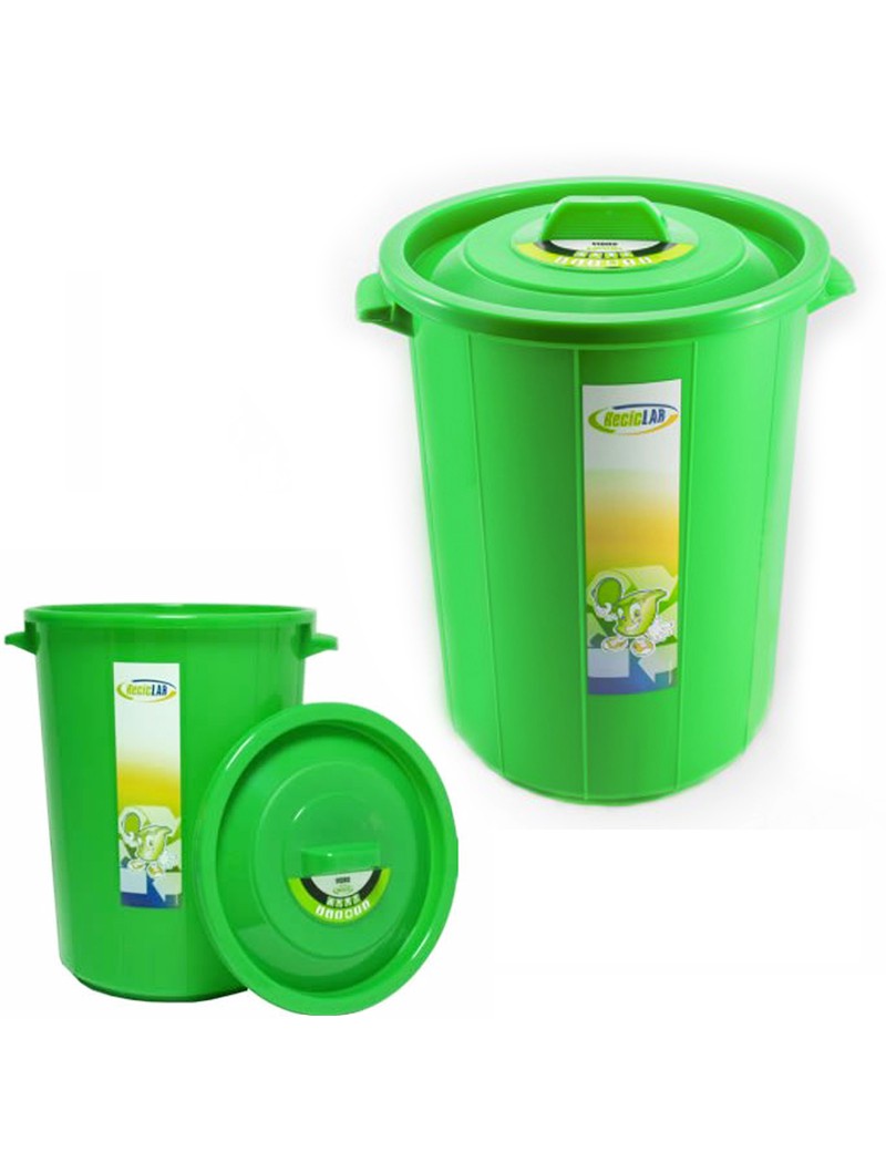 BALDE LIXO PL 45L VERDE C/TAMPA ECOPONTO
