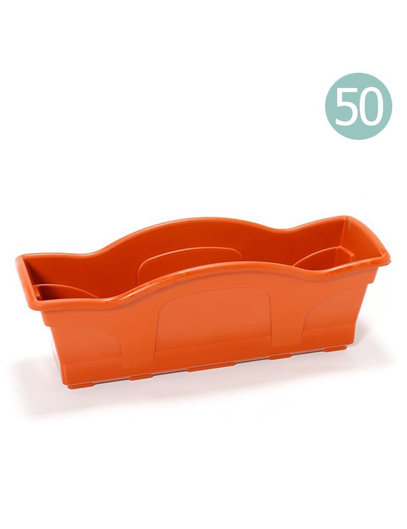 FLOREIRA RET 50CM TERRACOTA PLST
