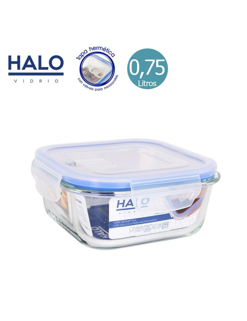 CAIXA HERMETICA QT HALO 24937 QUAD. 0,75L VIDRO