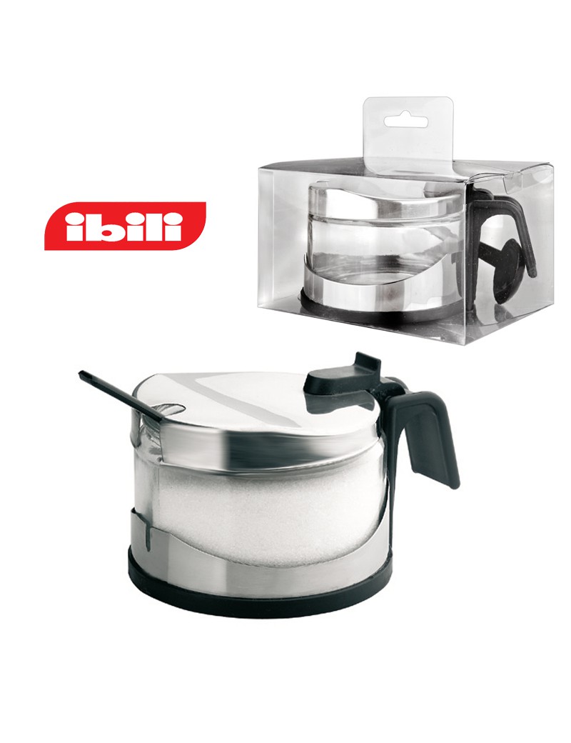 AÇUCAREIRO IBILI 768800 C/COLHER VIDRO/INOX 0,25L