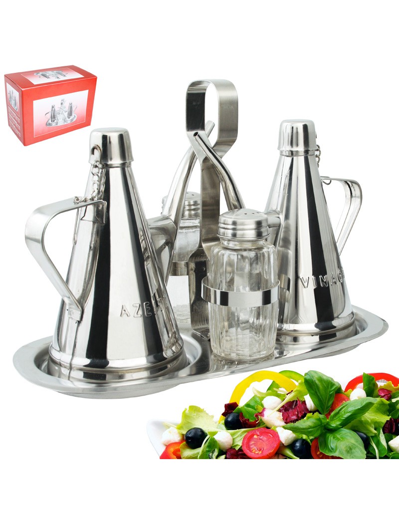 GALHETEIRO INOX ALMOTOLIAS BICO FINO 4PEÇAS
