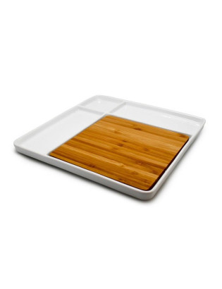 BANDEJA APERITIVO FIH 336 C/DIV. 28,5X28,5CM PORCEL/BAMBU