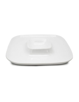 BANDEJA APERITIVO FIH 334 C/DIVISORIAS 26X26CM PORCELANA