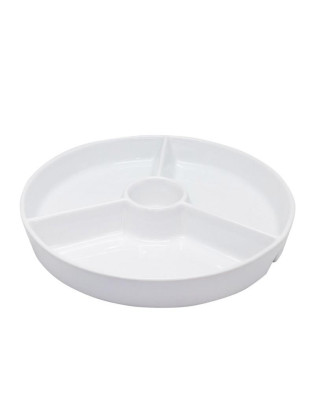 BANDEJA APERITIVO FIH 914 C/DIVISORIAS Ø25,5CM PORCELANA