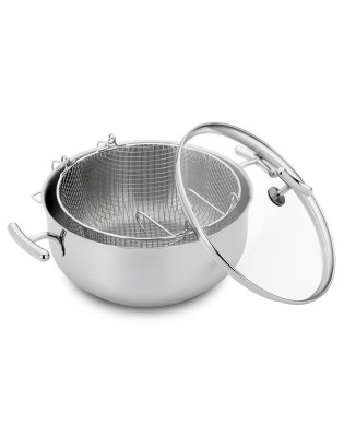 FRITADEIRA SL YUMI C/TP VIDRO Ø24CM INOX 18/10