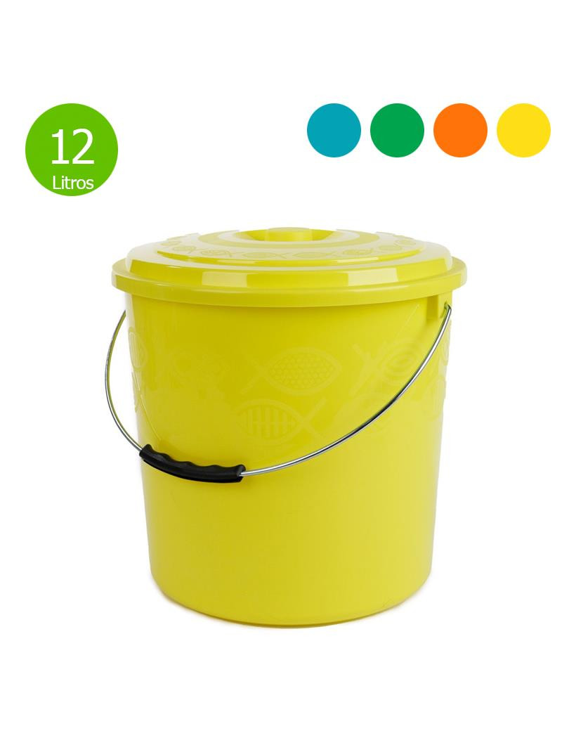 BALDE MULTIUSOS CD PEIXINHOS 1392 C/TAMPA 12L Ø29X30CM