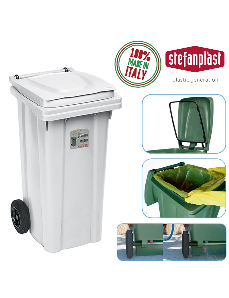 CONTENTOR LIXO 25694 BRANCO 120L C/RODAS PLST