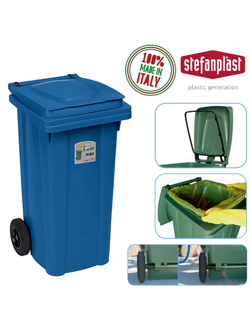 CONTENTOR LIXO 25698 AZUL 120L C/RODAS PLST