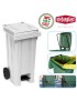 CONTENTOR LIXO 25707 BRANCO 120L C/RODAS+PEDAL PLST
