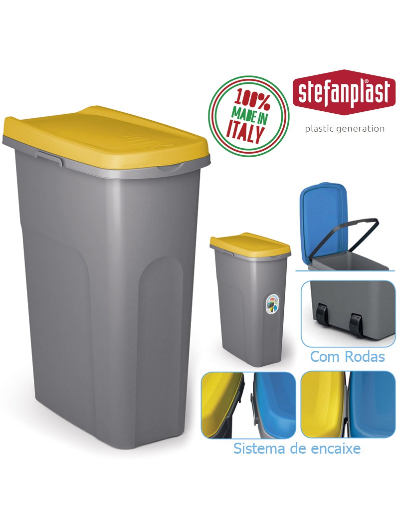 BALDE LIXO 70780 HOME ECO 40L C/TAMPA AMARELA