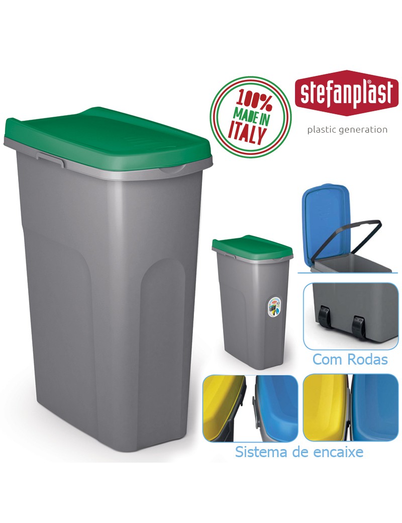 BALDE LIXO 70781 HOME ECO 40L C/TAMPA VERDE