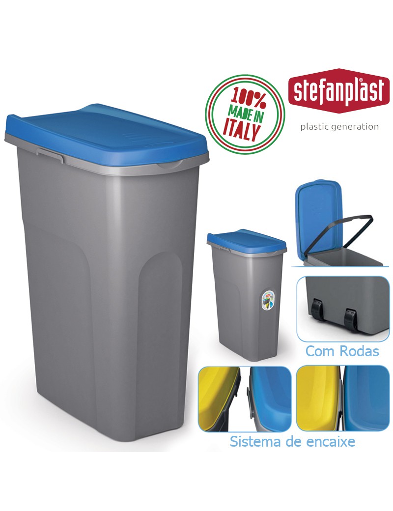 BALDE LIXO 70782 HOME ECO 40L C/TAMPA AZUL