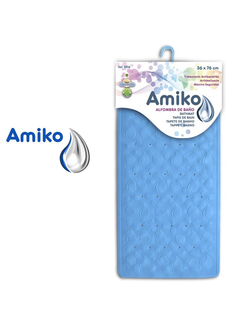 TAPETE BANHEIRA AMIKO 2516 AZUL INTENSO 36X76CM BORRACHA