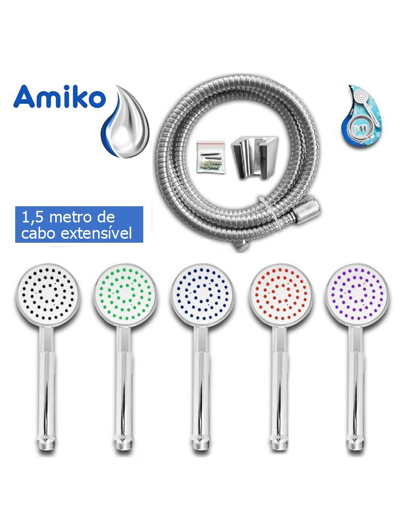 CONJUNTO CHUVEIRO AMIKO 4371 EGEO 3 PEÇAS INOX 1,5M SORT