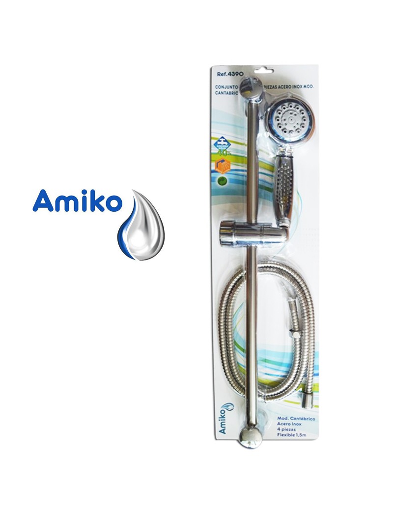 CONJUNTO CHUVEIRO AMIKO 4390 CANTABRICO 4 PEÇAS INOX