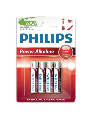 PILHA PHILIPS POWER ALCALINA AAA LR3 1,5V BL4               