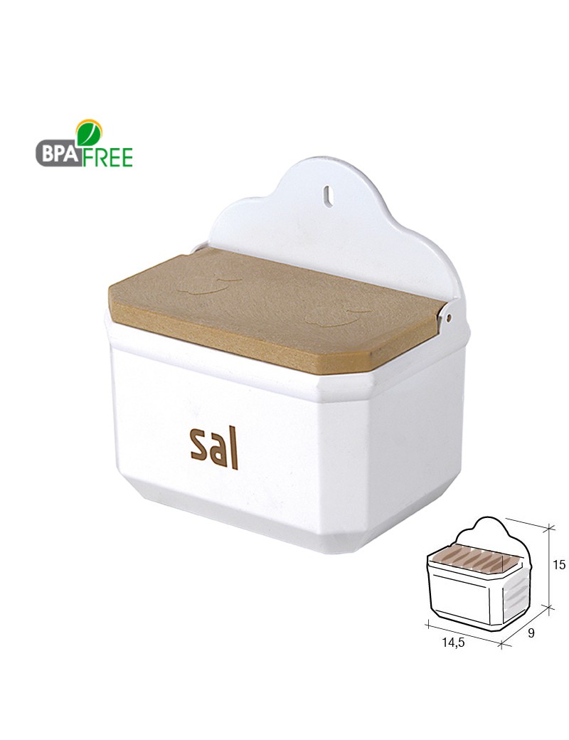 SALEIRO 21144 PREMIUM BRANCO C/TP TEX.BEGE 14,5X9X15CM PLST