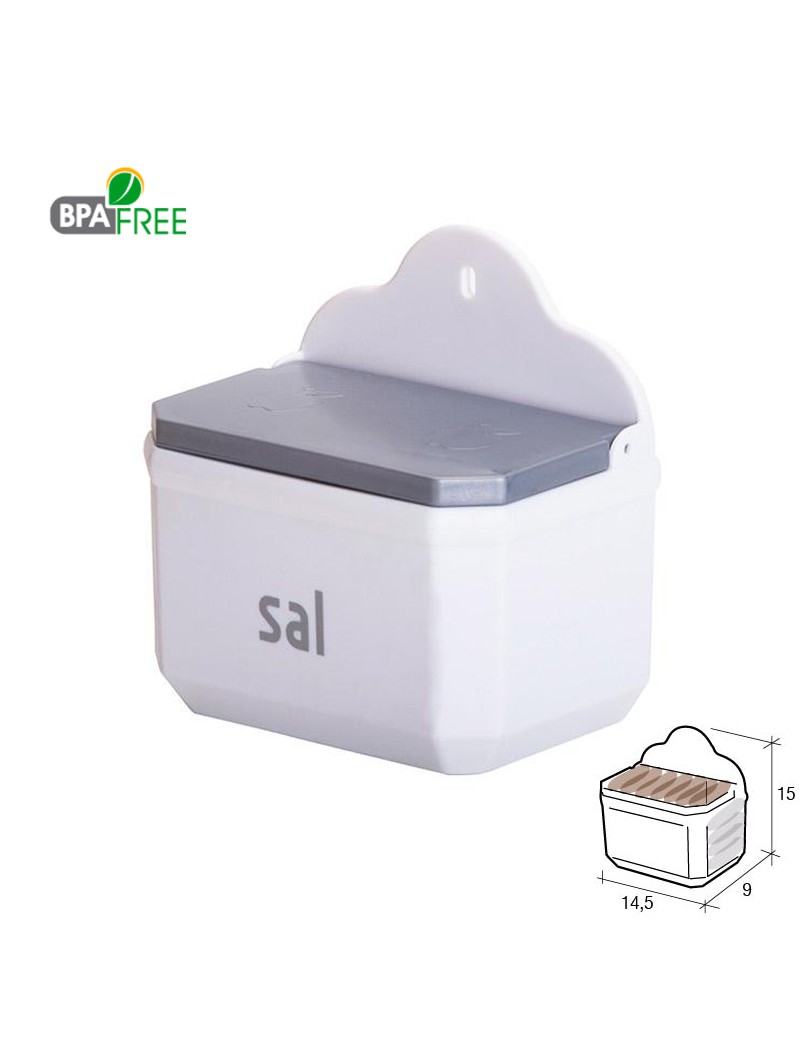 SALEIRO 66144 PREMIUM BRANCO C/TP CINZA 14,5X9X15CM PLST