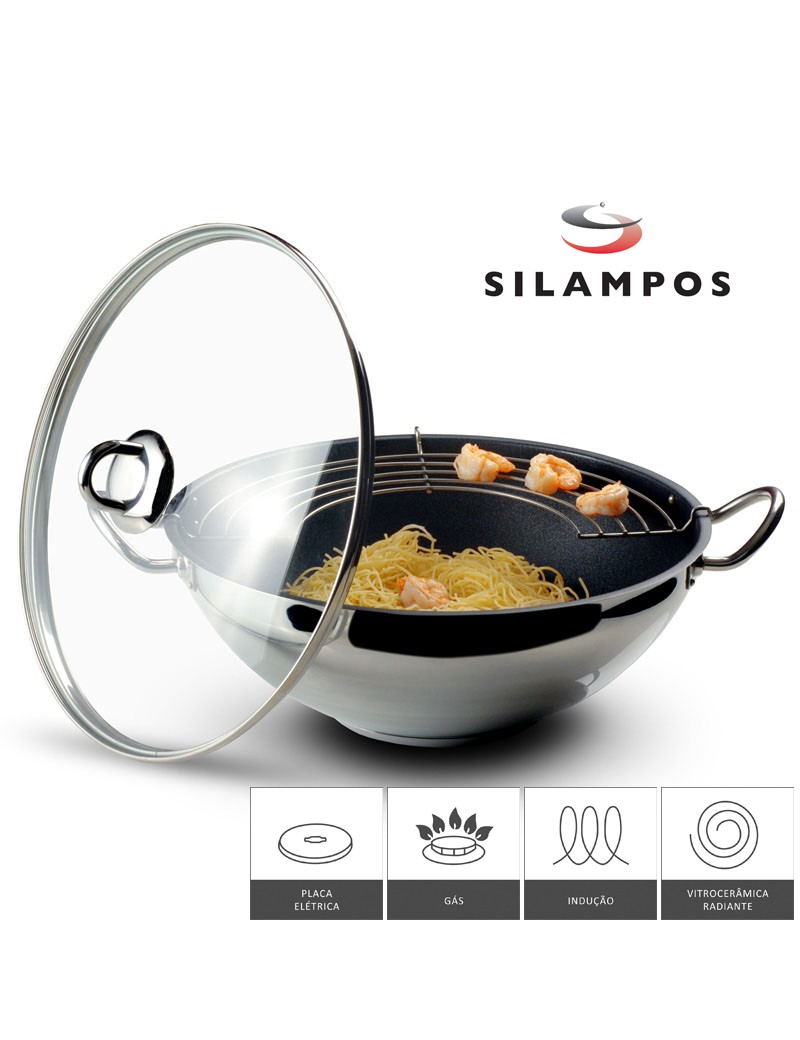 WOK SL NAUTILUS C/ASAS + TAMPA VIDRO + GRELHA Ø28X10,6CM