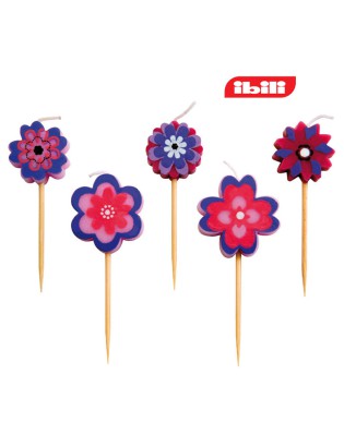 CONJUNTO 5 VELAS FLORES...